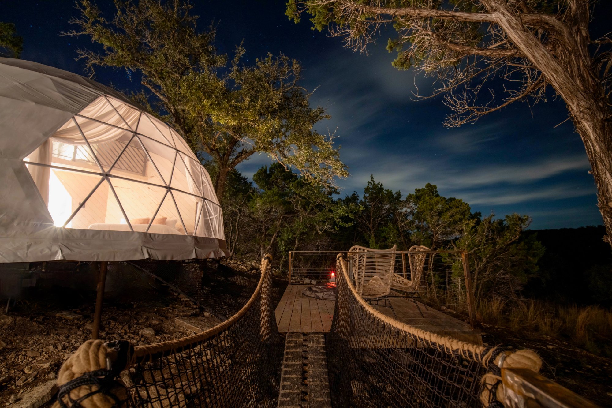 The Missing Hotel dome at night